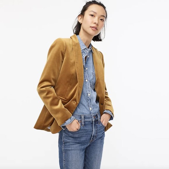 NWT! J.Crew Women's (J8978) Parke Blazer in Velvet (Golden Brandy Gold) - Picture 3 of 7